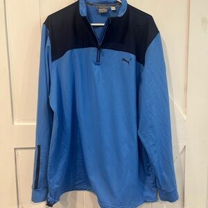 Puma Blue and Black Performance Jacket with Stand-Up Collar